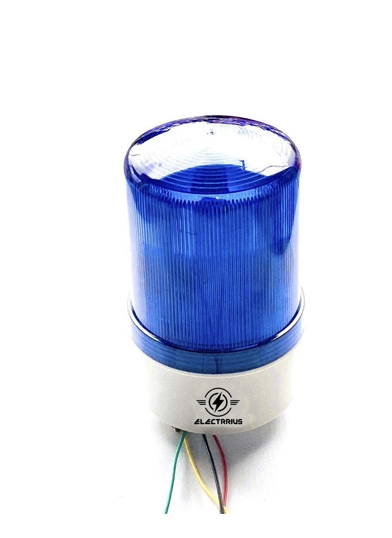 ELECTRRIUS - ELECTRRIUS LED Revolving Warning Light with Sound Alarm Buzzer AC 220V DC 12V DC 24V Blue - Image 1