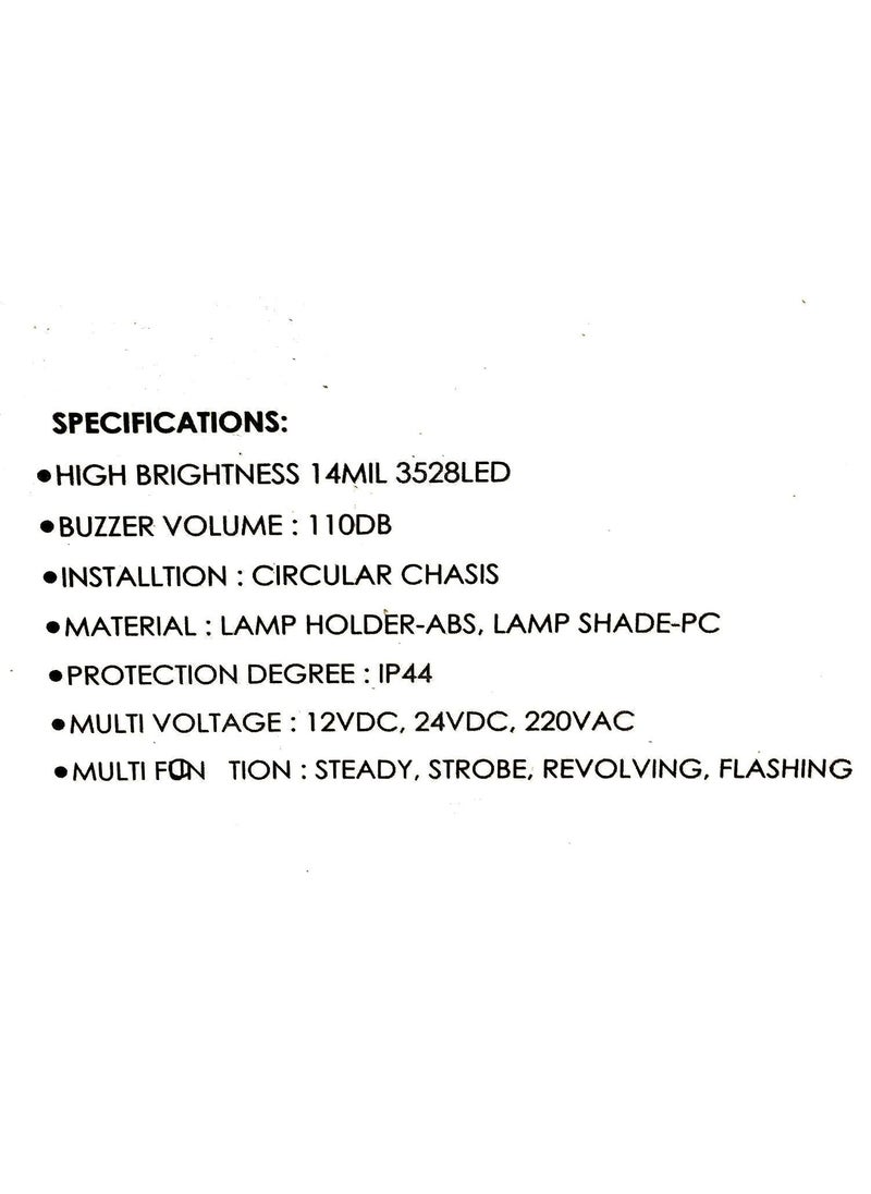 ELECTRRIUS - ELECTRRIUS LED Revolving Warning Light with Sound Alarm Buzzer AC 220V DC 12V DC 24V Blue - Image 1