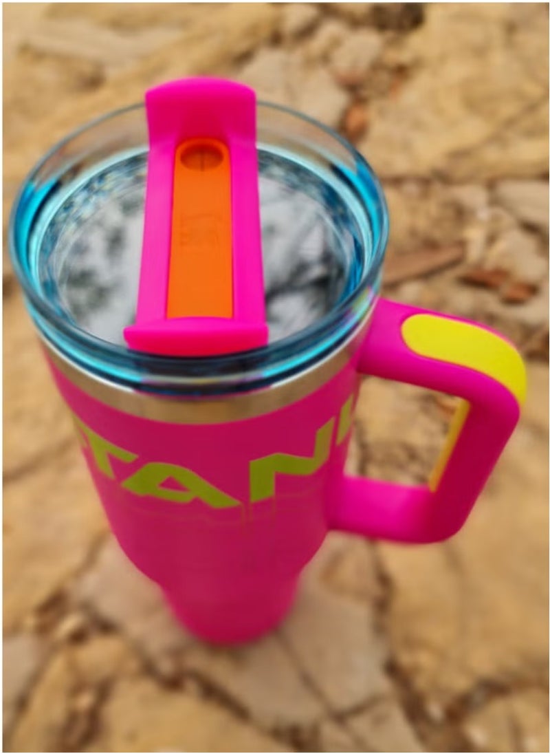 Stanley - Cup Reverb Original – Insulated Stainless Steel Travel Mug – Keeps Drinks Hot & Cold – Spill-Proof Lid & Reusable Straw – 40oz Large Hydration Cup for Travel, Office & Gym (Hot Magenta) - Image 1
