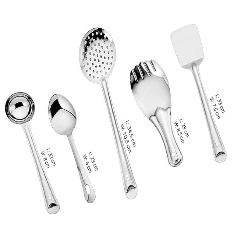 SVDK Stainless Steel Cooking Utensils Set Heat Resistant Includes Spatula Ladle Skimmer Cooking Spoon for Kitchen Gadgets 5 Pcs - Image 3