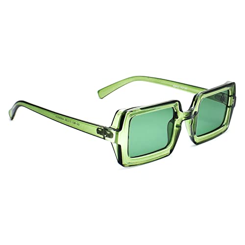 Peter Jones UV Protected Stylish Medium Broad Transparent Green Sunglasses for Women/Girls - Image 1