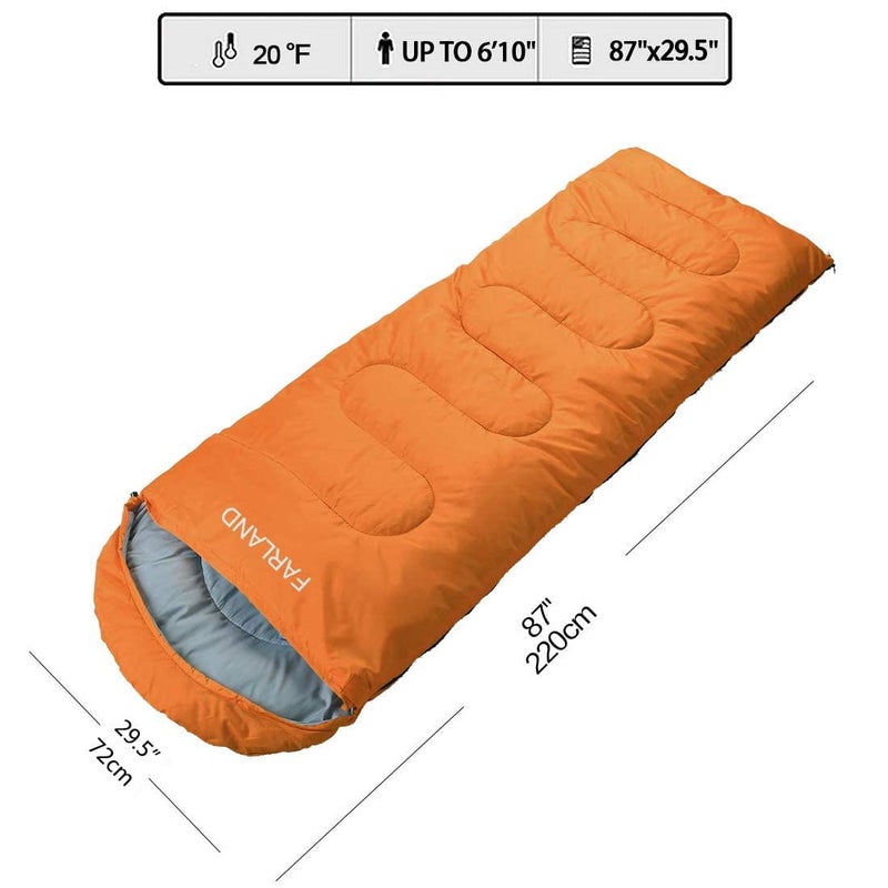 FARLAND Sleeping Bags 20℉ for Adults Teens Kids with Compression Sack Portable and Lightweight for 3-4 Season Camping, Hiking,Waterproof, Backpacking and Outdoors - Image 2