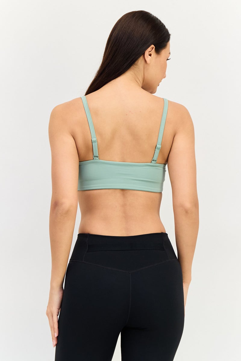Nike Women Brand Logo Padded Training Sport Bra, Slate Green - Image 3