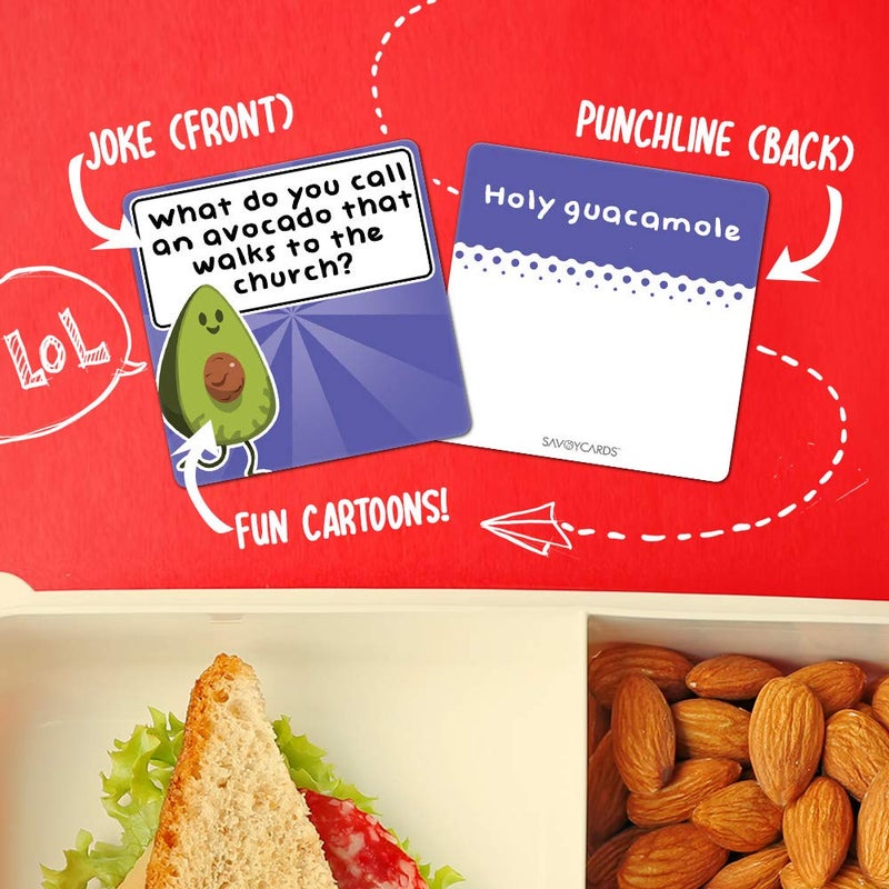 Savoychef 150 Joke Cards for Kids - Lunchbox Notes - Inspirational Motivational Cards for Children - Jokes and Puns for Boys and Girls - Great for Parties, Schools, Bake Sales, Picnics - Image 3