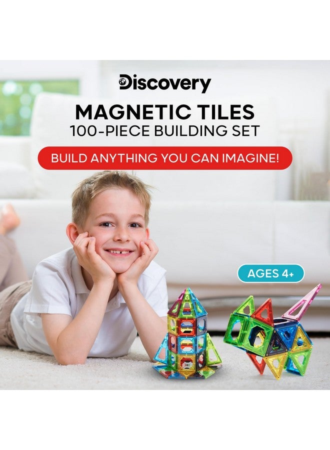 Discovery Kids Discovery 100-Piece 3D Magnetic Tile Set [Amazon Exclusive] Construction Building Block Creativity Kit, Educational Learning STEM Toy, Safe Non-Toxic Engineering Development Preschool Activity  - Image 3
