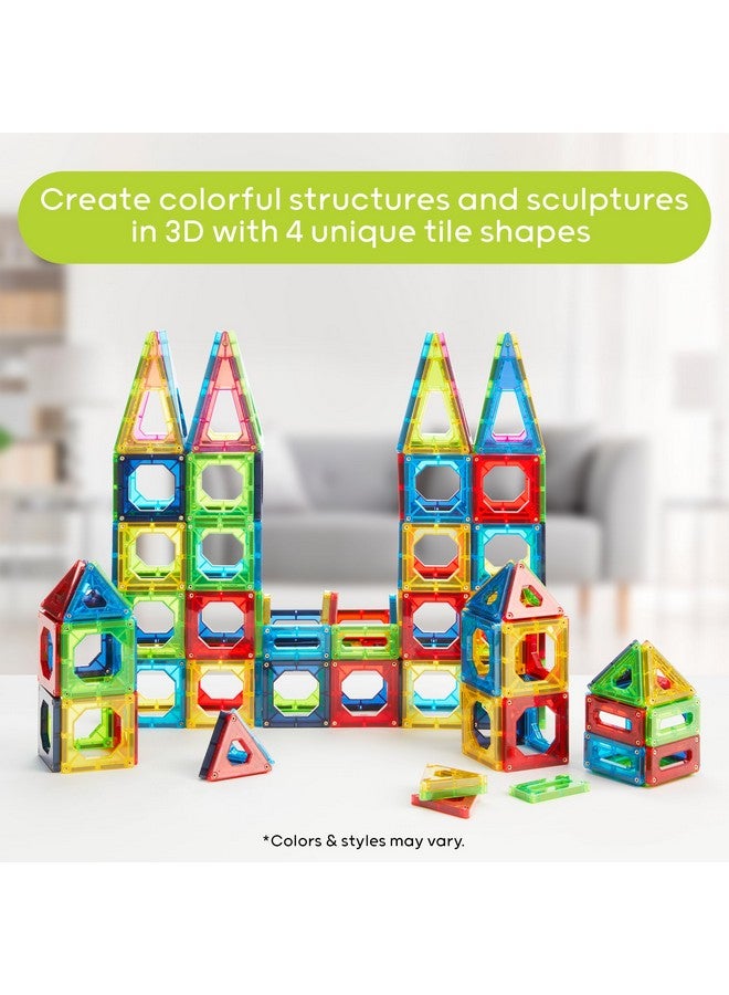 Discovery Kids Discovery 100-Piece 3D Magnetic Tile Set [Amazon Exclusive] Construction Building Block Creativity Kit, Educational Learning STEM Toy, Safe Non-Toxic Engineering Development Preschool Activity  - Image 4