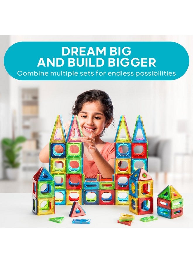 Discovery Kids Discovery 100-Piece 3D Magnetic Tile Set [Amazon Exclusive] Construction Building Block Creativity Kit, Educational Learning STEM Toy, Safe Non-Toxic Engineering Development Preschool Activity  - Image 2