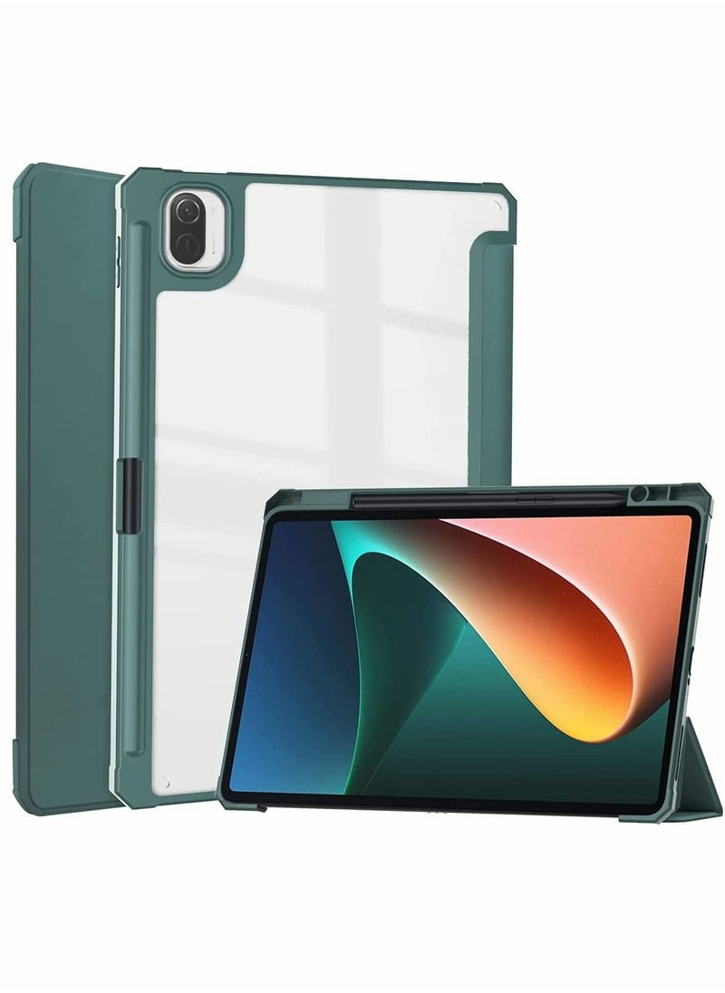 SYOSI حافظة لجهاز Xiaomi Mi Pad 5 / حافظة Pro مقاس 11 بوصة مع حامل قلم رصاص وحامل ثلاثي الطيات مع خاصية الإيقاظ/النوم التلقائي وغطاء خلفي شفاف ذكي  - Image 1