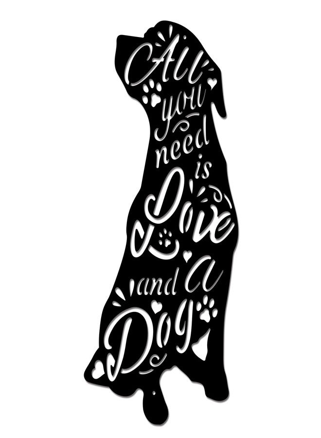 SUPERDANT Metal Dog Wall Art Decor All You Need is Love And a Dog Black Dogs Cutout Metal Wall Decorations for Home Garden Office Living Room Indoor Outdoor Decorations - Image 1