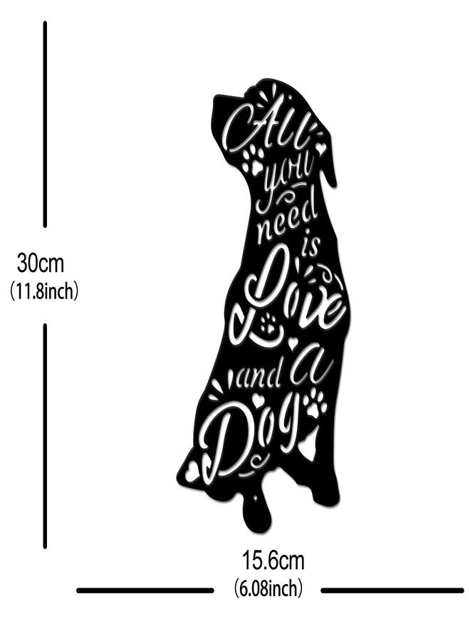SUPERDANT Metal Dog Wall Art Decor All You Need is Love And a Dog Black Dogs Cutout Metal Wall Decorations for Home Garden Office Living Room Indoor Outdoor Decorations - Image 2