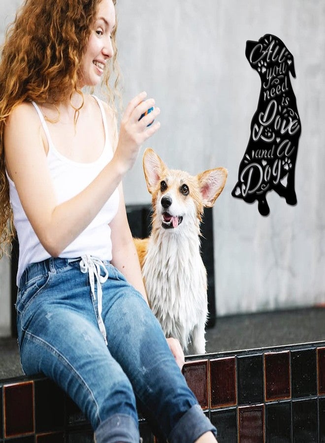SUPERDANT Metal Dog Wall Art Decor All You Need is Love And a Dog Black Dogs Cutout Metal Wall Decorations for Home Garden Office Living Room Indoor Outdoor Decorations - Image 3