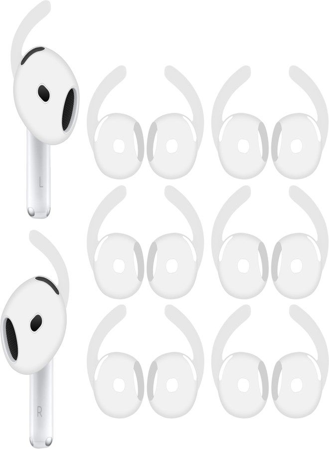 A-Focus Compatible with AirPods 4 Ear Hooks Sport Ear Tips Replacement Anti-Slip Non-Slip Silicone Eartips and Covers Gel Wings Accessories Compatible with AirPods 4th White 6 Pairs - Image 1