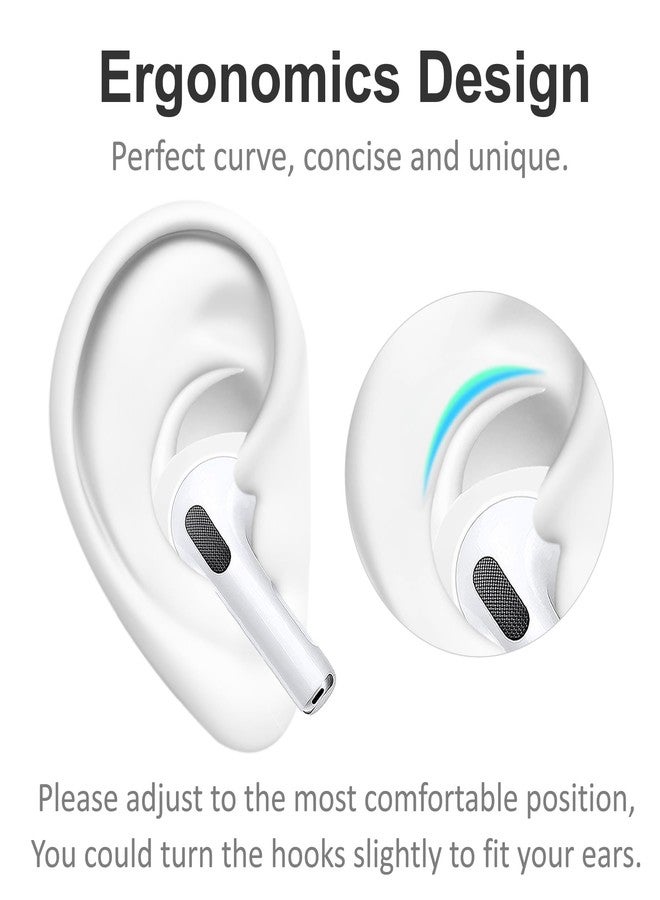 A-Focus Compatible with AirPods 4 Ear Hooks Sport Ear Tips Replacement Anti-Slip Non-Slip Silicone Eartips and Covers Gel Wings Accessories Compatible with AirPods 4th White 6 Pairs - Image 3