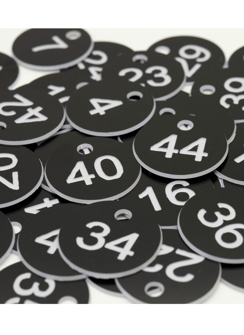 Generic - Plastic ID Number Tags, Engraved Tags Key Tags Without Key Rings for Locker Dorm Hotel Bar Restaurant Club Restaurant Table Numbers (1-50, Black) - Image 1