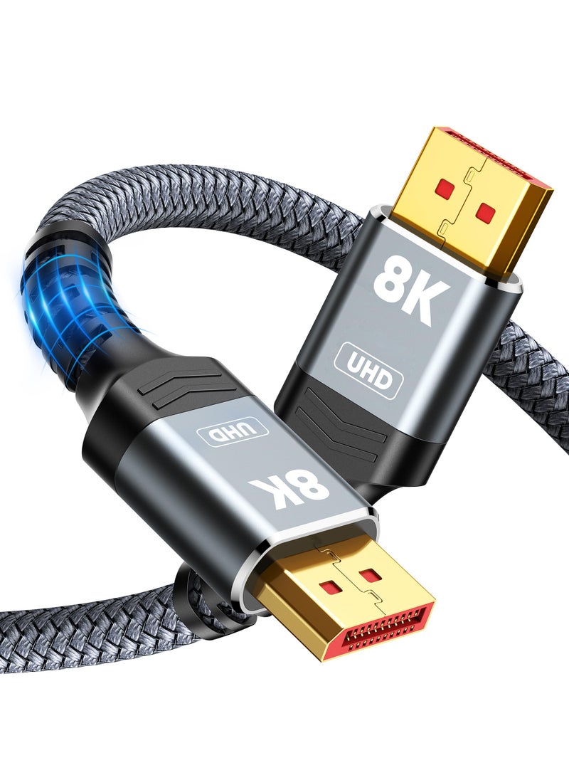 Capshi Capshi 8K 4K DisplayPort Cable, 10FT DP Cable 1.4 [VESA Certified, 32.4Gbps, 8K@60Hz,4K@144Hz,2K@241Hz], Bradied High Speed Display Port Cable for Gaming Monitor, HDR/FreeSync/G-Sync, Graphics Card  - Image 1