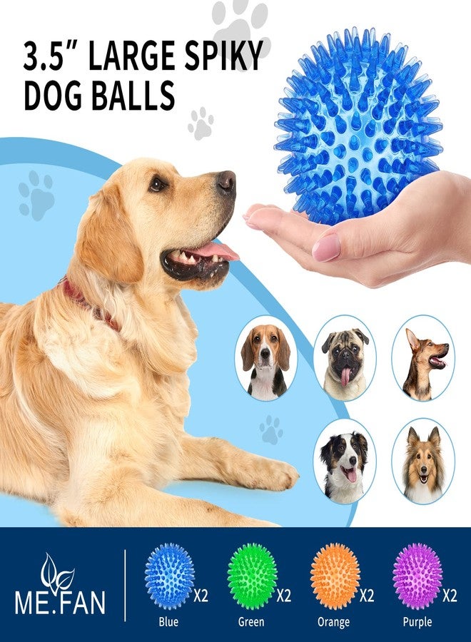 ME.FAN 3.5'' Squeaky Dog Toy Balls [8 Pack] Spiky Dog Balls/Puppy Chew Toys for Cleaning Teeth and Gum Health/Squeaker Ball Toys for Aggressive Chewers - Image 2