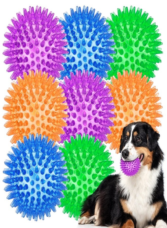 ME.FAN 3.5'' Squeaky Dog Toy Balls [8 Pack] Spiky Dog Balls/Puppy Chew Toys for Cleaning Teeth and Gum Health/Squeaker Ball Toys for Aggressive Chewers - Image 1