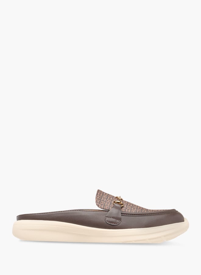 Flora Bella By Shoexpress Women Monogram Print Buckle Accent Slip-On Mules  - Image 3