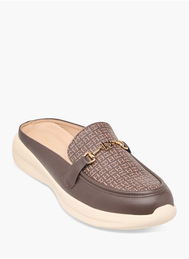 Flora Bella By Shoexpress Women Monogram Print Buckle Accent Slip-On Mules  - Image 1