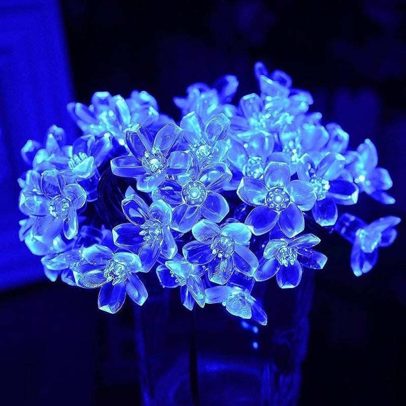 HUMAIZAR Bed Side Artificial Tree Lamp Cherry Blossom Silicone Flower 28 Led Lights Ramadan Festival Home Decor Eid Festival Room Decoration Blue Color - Image 4