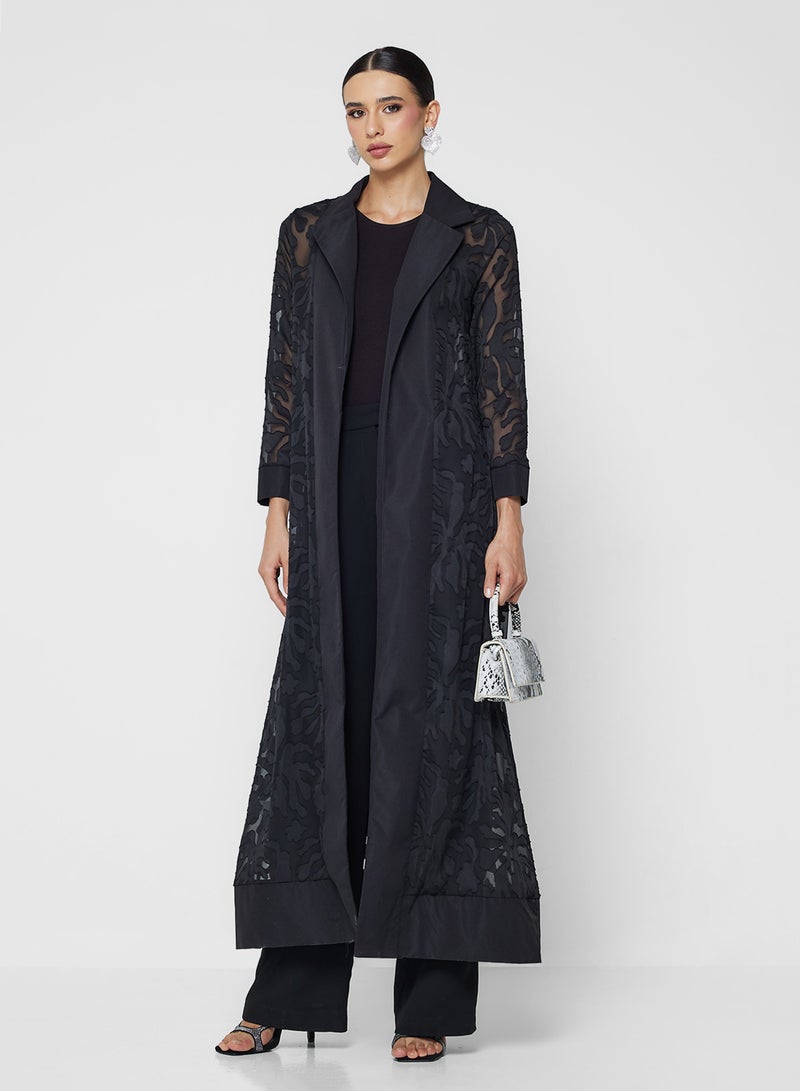 Khizana Sheer Textured Abaya - Image 1