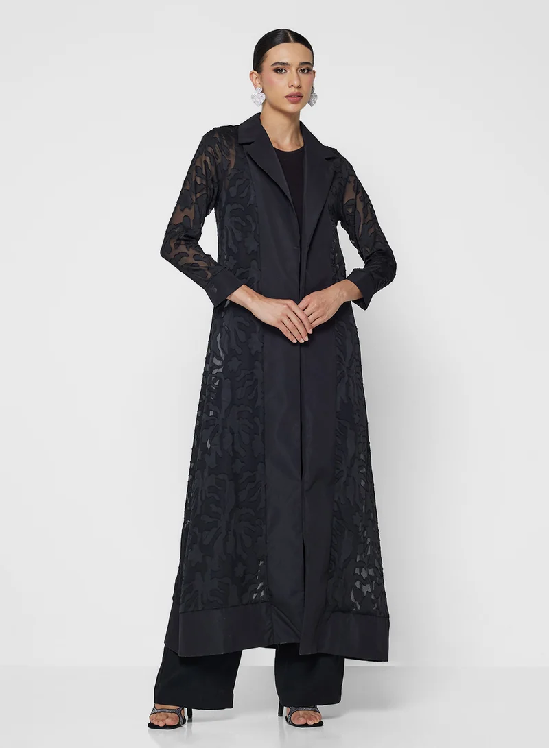 Khizana Sheer Textured Abaya