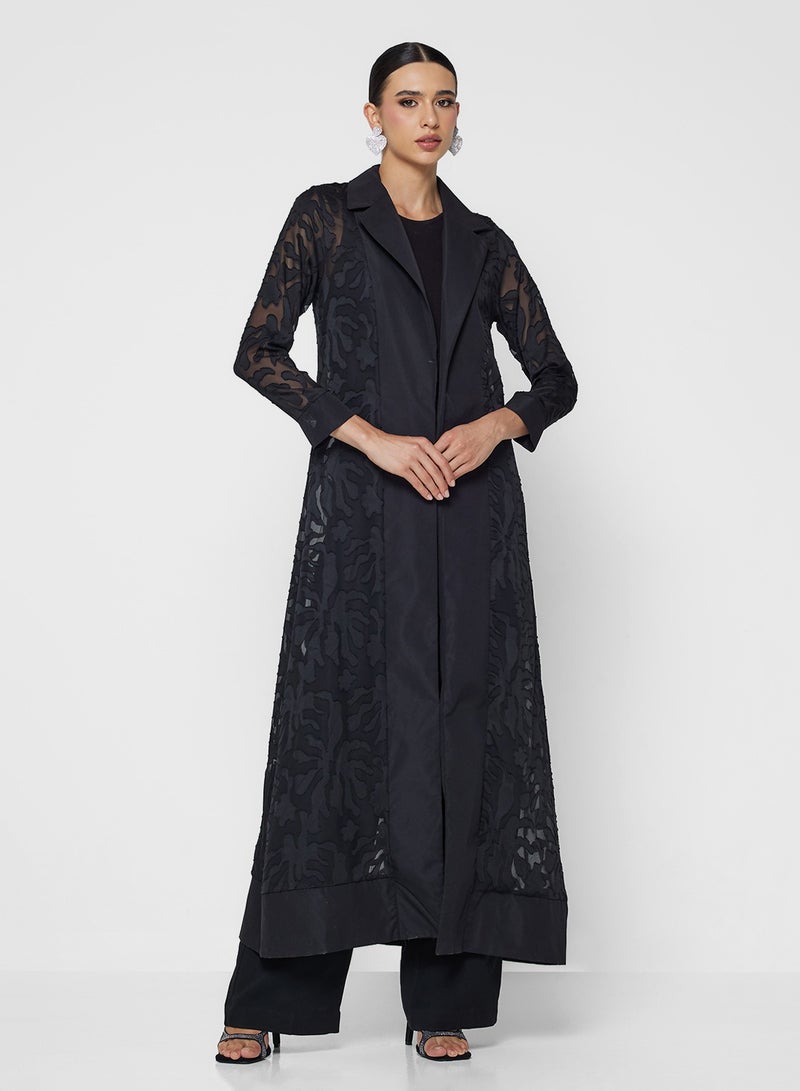 Khizana Sheer Textured Abaya - Image 4