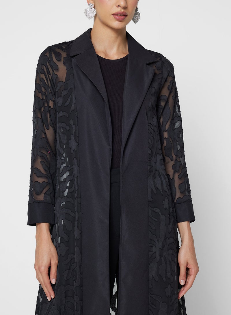 Khizana Sheer Textured Abaya - Image 3