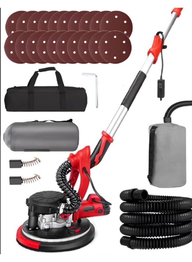AOTUO Drywall Sander with Vacuum Dust Collector,1980W Sander Tool with 6 Variable Speed 1100-2700RPM, Drywall Sander Sander Tool,Extendable Handle, LED Light,50pcs Sanding Discs, Red - Image 1