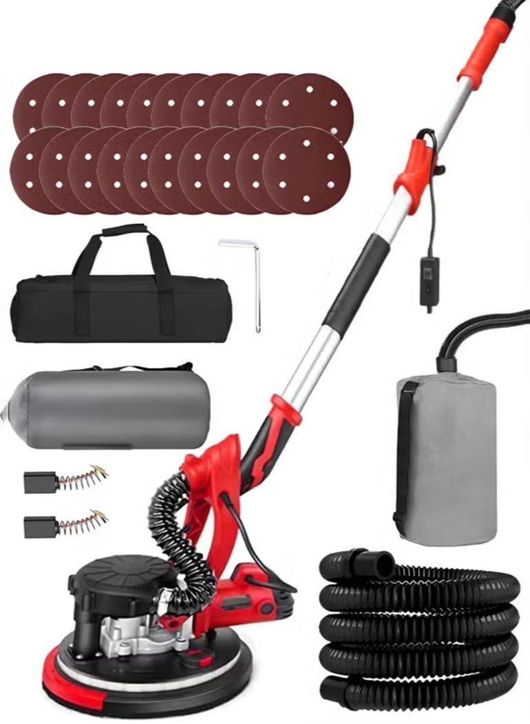 AOTUO Drywall Sander with Vacuum Dust Collector,1980W Sander Tool with 6 Variable Speed 1100-2700RPM, Drywall Sander Sander Tool,Extendable Handle, LED Light,50pcs Sanding Discs, Red - Image 1