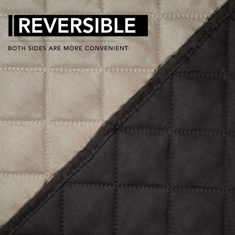 Easy-Going Oversized Recliner Cover Reversible Couch Cover Sofa Cover for Living Room Water Resistant Furniture Protector with Elastic Straps for Pets Dog (Oversized Recliner  Black/Beige)