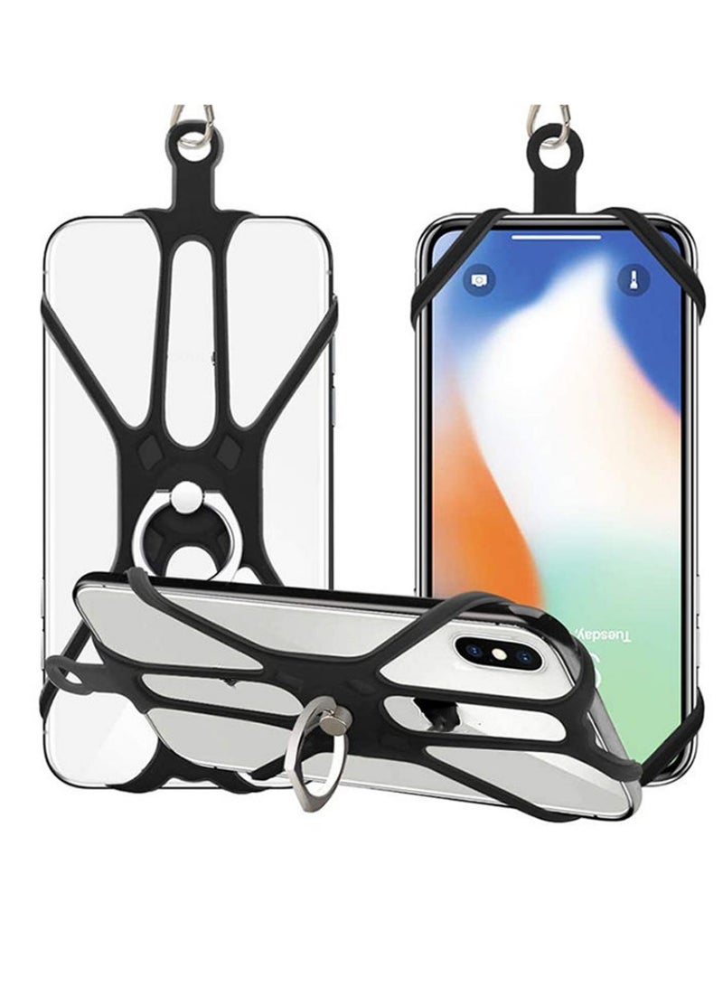 إكس ليفيل حبلان عالميان للهاتف، حزام مضاد للسرقة، حبل متعدد الاستخدامات لأجهزة iPhone 16 و15 ومعظم الهواتف الذكية - أسود. - Image 1