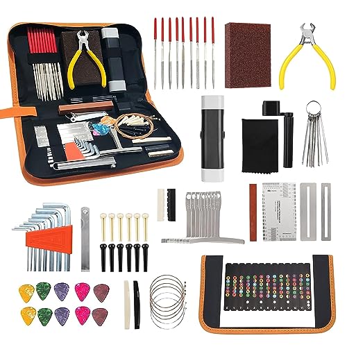 Giwaelro 72 PCS Guitar Tool Kit for Set Up, Intonation Adjustment and Repair, Guitar Maintenance Kit for Guitar Bass Banjo and Ukulele, Guitar Accessories for Guitar Enthusiast - Image 1