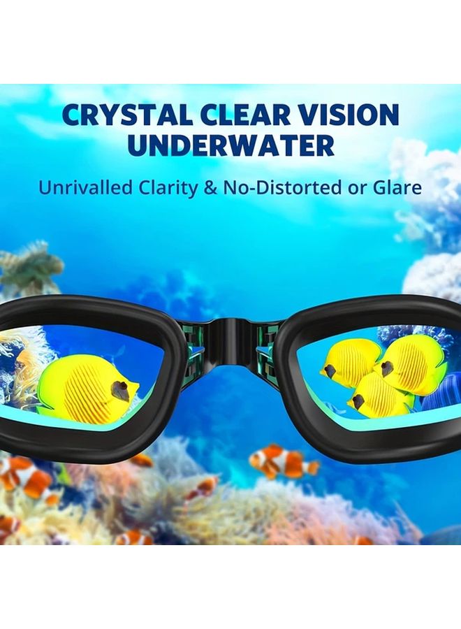 Black Powder Coated Anti Fog Anti Leak Swimming Goggles With Earplugs Nose Clip Adjustable Strap Unisex - Image 5