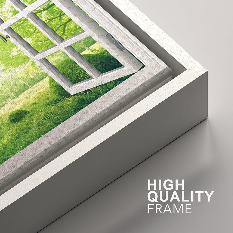 NWT Framed Canvas Print of Green Forest Window View - Image 4