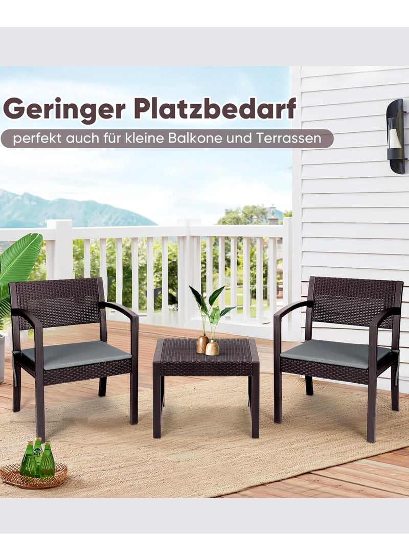 Living - 3 Pieces, Rattan Garden Table With 2 Chairs Set - Image 1