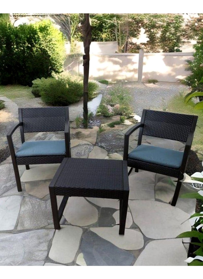 Living - 3 Pieces, Rattan Garden Table With 2 Chairs Set - Image 1