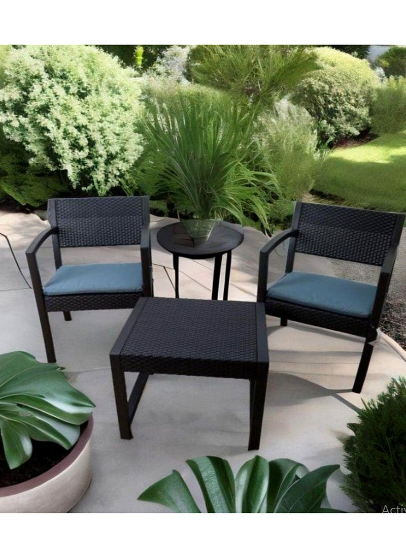 Living - 3 Pieces, Rattan Garden Table With 2 Chairs Set - Image 1