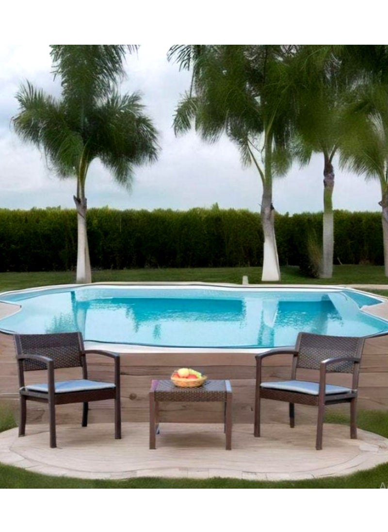 Living - 3 Pieces, Rattan Garden Table With 2 Chairs Set - Image 1
