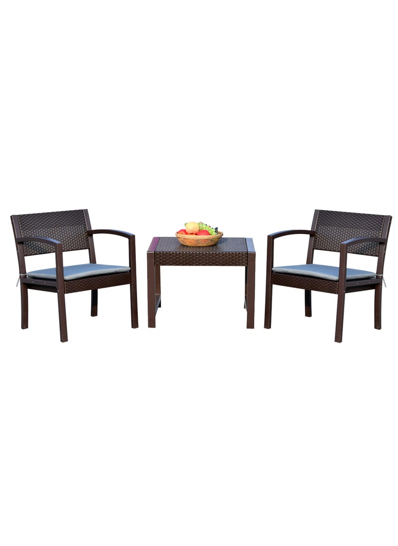 Living - 3 Pieces, Rattan Garden Table With 2 Chairs Set - Image 1