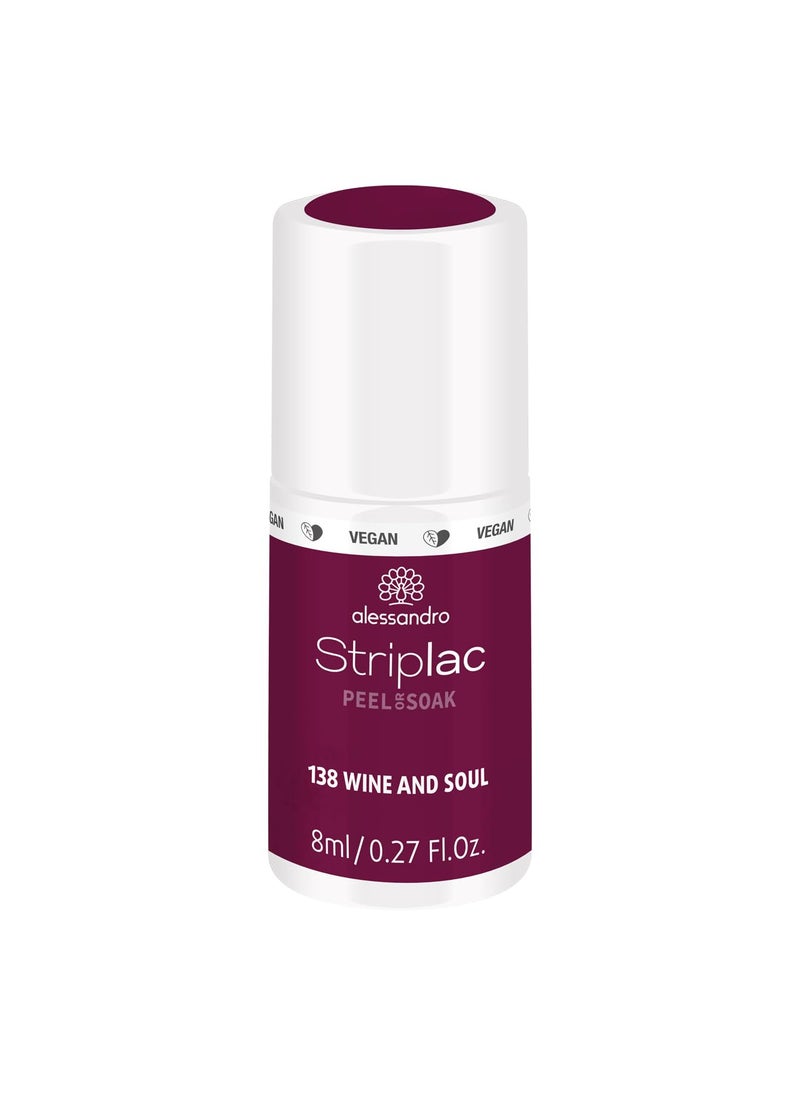ALESSANDRO alessandro Striplac Peel or Soak Nail Polish - Long Lasting Wear - Quick Drying Time - Offers a Variety of Colors - Delivers Professional Results - Vegan - Cruelty Free - Wine and Soul - 0.27 oz 