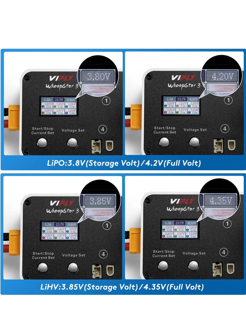 VIFLY WhoopStor 3 V3 6 Ports 1S LIPO Battery Charger Discharger Storage Function For FPV Tinywhoop 4.2V 4.35V BT2.0 PH2.0 - Image 5