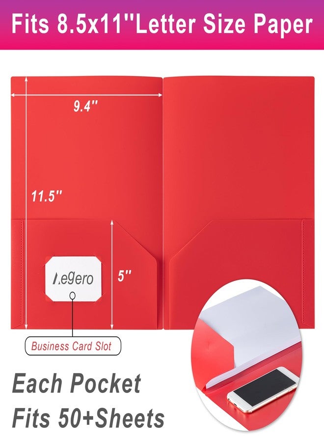 Aegero Plastic Folders with Pockets (7 Pack, Assorted Colors), Durable Heavy Duty File Folders with Business Card Slot, 2-Pocket Folder for Schoolwork & Office,Letter Size… - Image 2