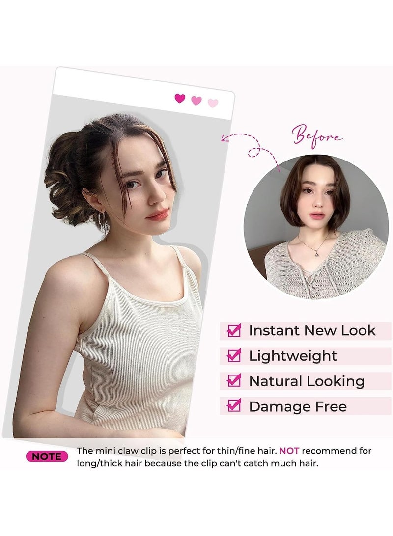 Ponytail Extension, Hair Pieces with Claw Clip, 9" Claw Clip in Short Curly Wavy Pony Hair Extension Jaw Clip on Pony Tail Hairpiece for Women - Dark Chocolate Brown - Image 5
