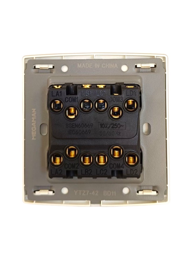 ميجامان Megaman Switch 4Gang 2Way 10Amp  - Gold - Image 4
