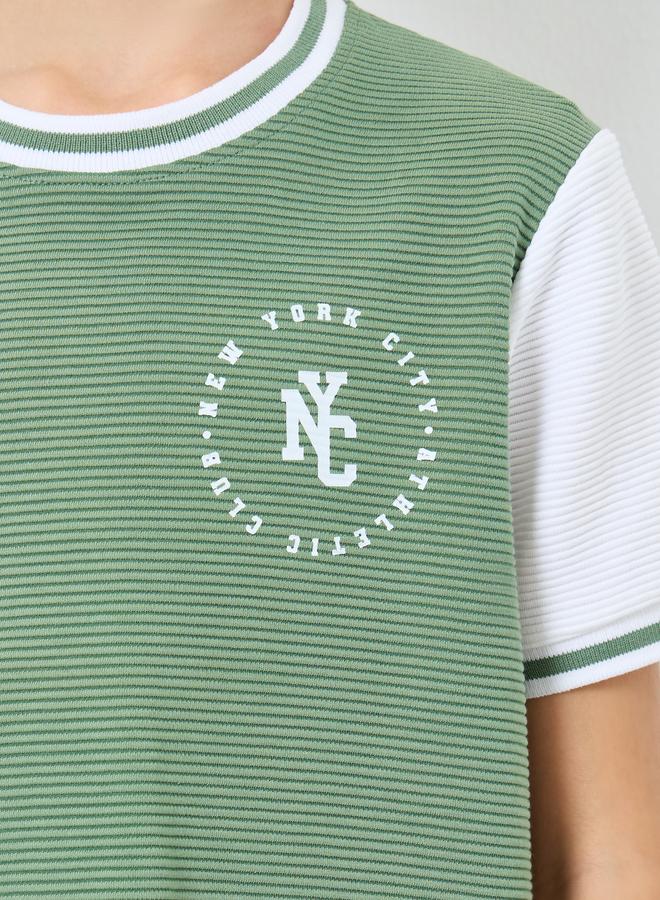 Styli Teens Color Block Textured T-Shirt and Short Set - Image 3