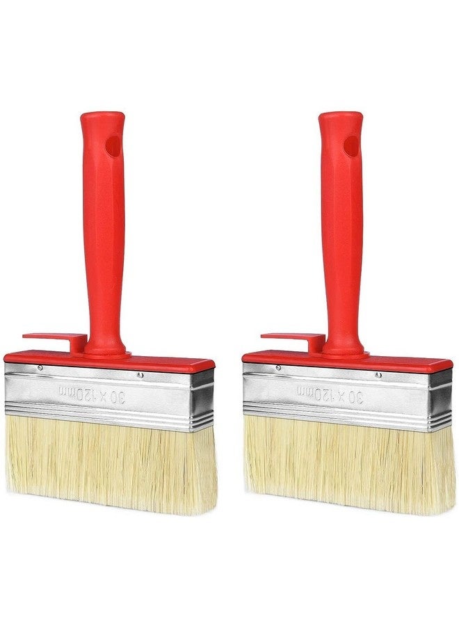 Beauenty 2 Pack Paint Brushes, Fence Paint Brushes Set, Renovation Tools, Wall Painting Tools, Removable Block Brushes 120mm Fence Brush Paint Decking Brush (Red) - Image 1