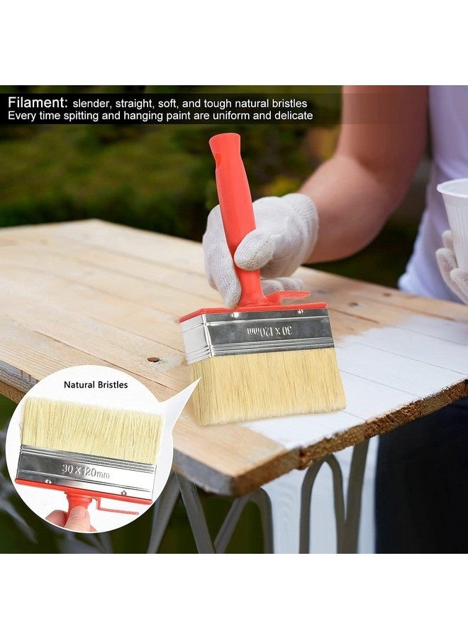 Beauenty 2 Pack Paint Brushes, Fence Paint Brushes Set, Renovation Tools, Wall Painting Tools, Removable Block Brushes 120mm Fence Brush Paint Decking Brush (Red) - Image 5