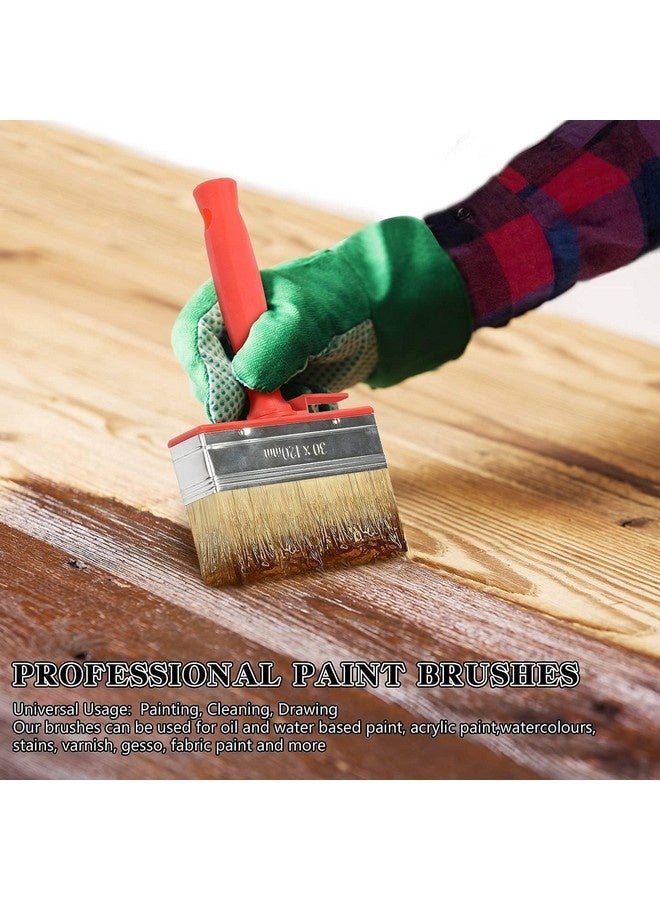 Beauenty 2 Pack Paint Brushes, Fence Paint Brushes Set, Renovation Tools, Wall Painting Tools, Removable Block Brushes 120mm Fence Brush Paint Decking Brush (Red) - Image 2
