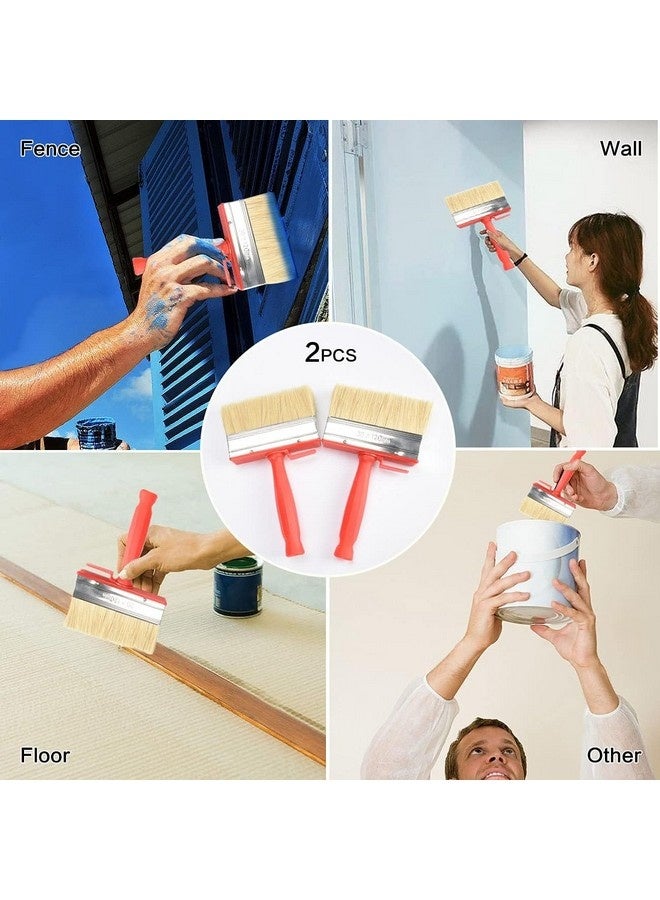 Beauenty 2 Pack Paint Brushes, Fence Paint Brushes Set, Renovation Tools, Wall Painting Tools, Removable Block Brushes 120mm Fence Brush Paint Decking Brush (Red) - Image 4
